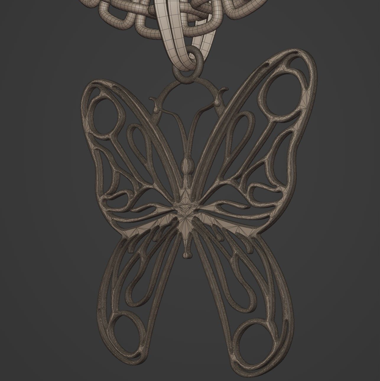 Butterfly Stylized Pendant Amulet Necklace Design 3D print model_17