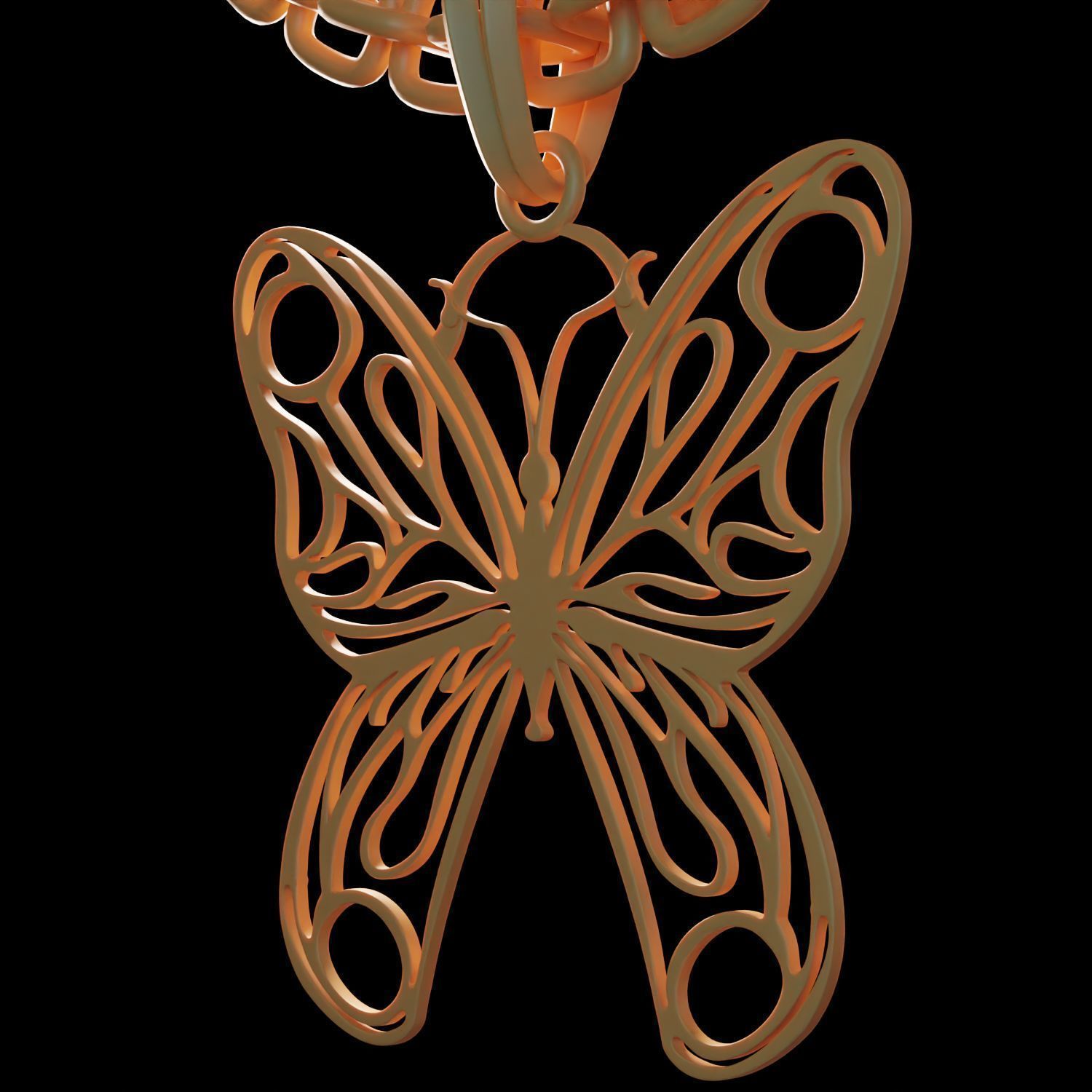 Butterfly Stylized Pendant Amulet Necklace Design 3D print model_11