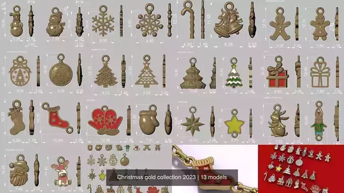 Christmas gold pedants 2023