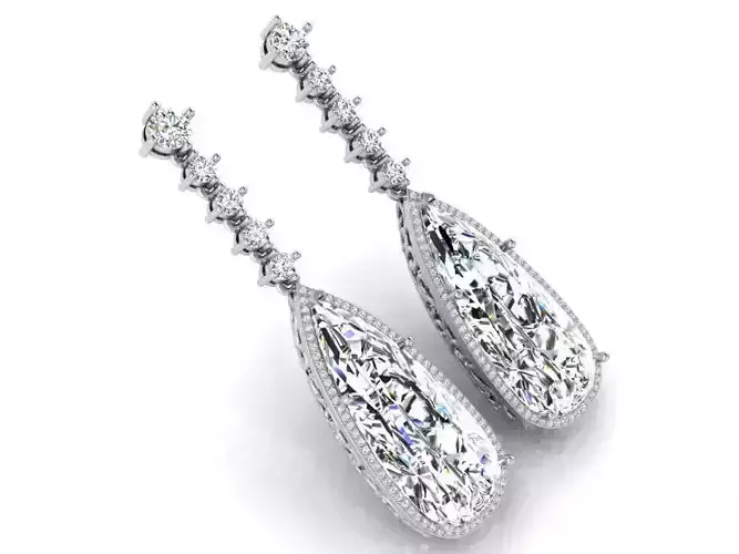 Big pear earrings with diamond stones 3082 3D print model