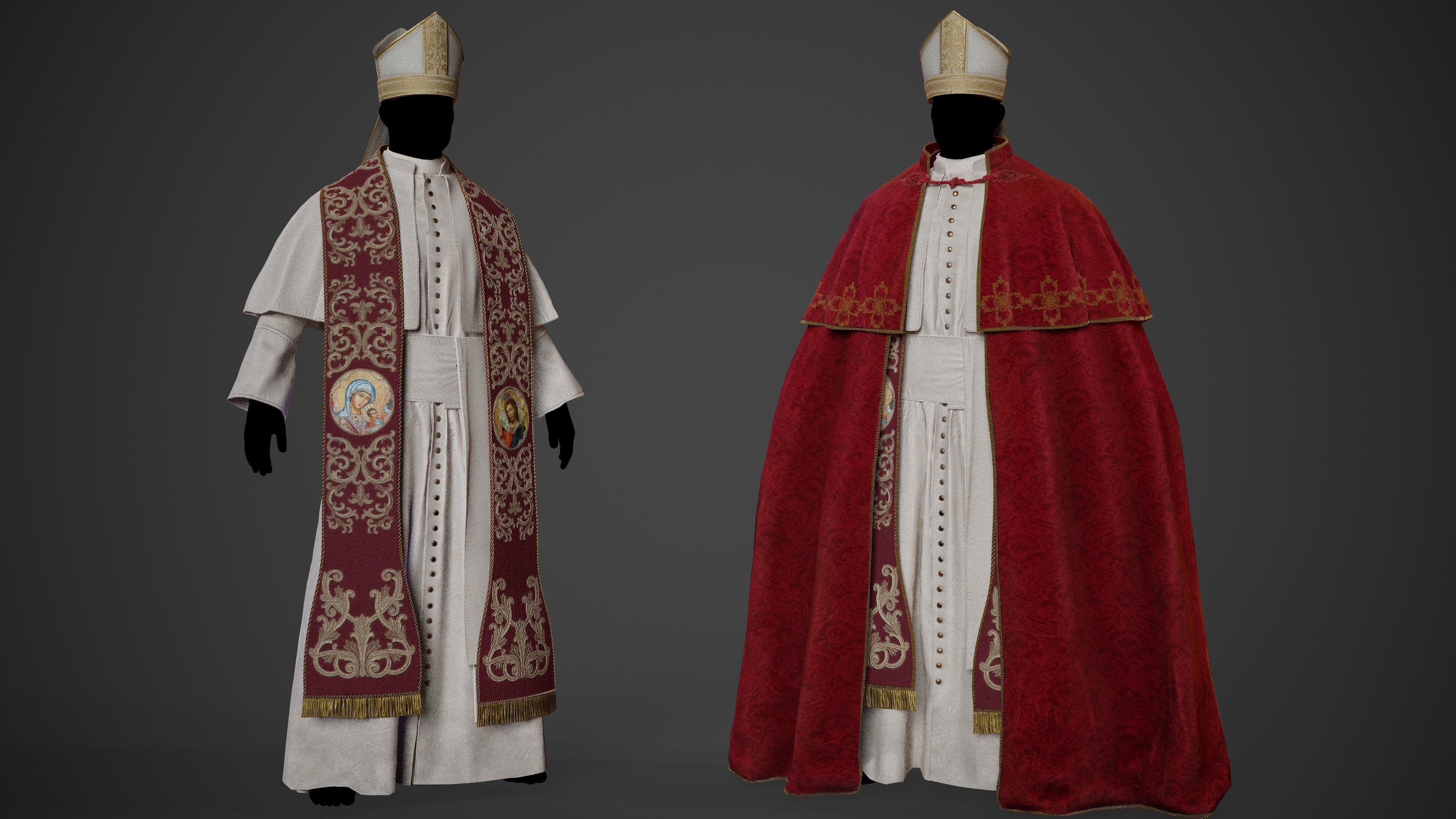 3D RELIGIOUS Outfits clothes for 3D Character  Low-poly 3D model_4