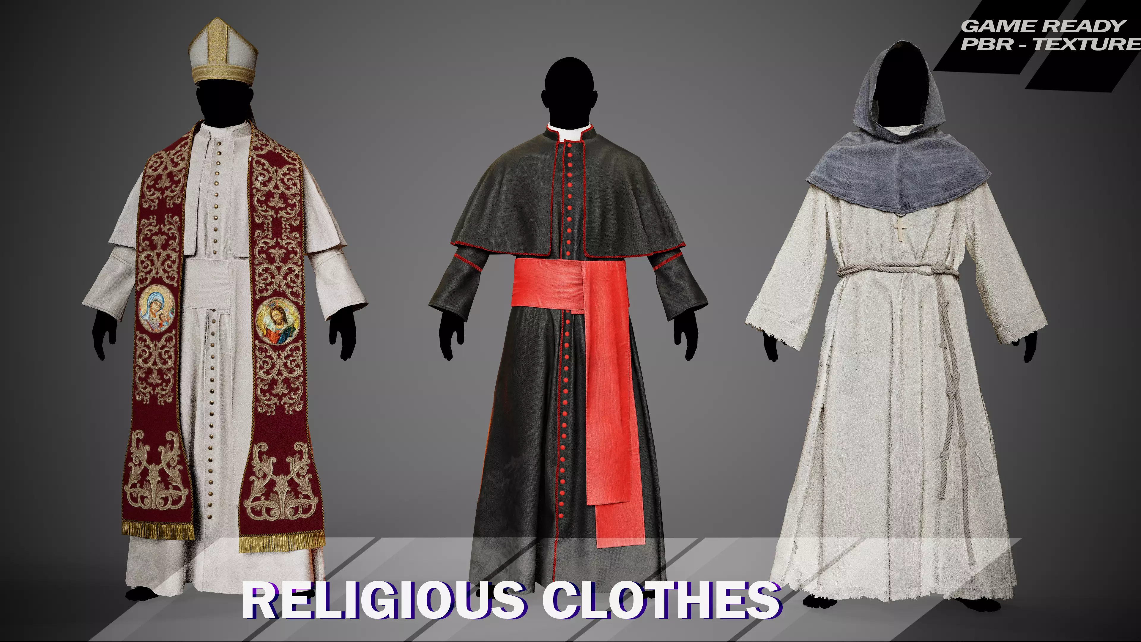 3D RELIGIOUS Outfits clothes for 3D Character  Low-poly 3D model_0