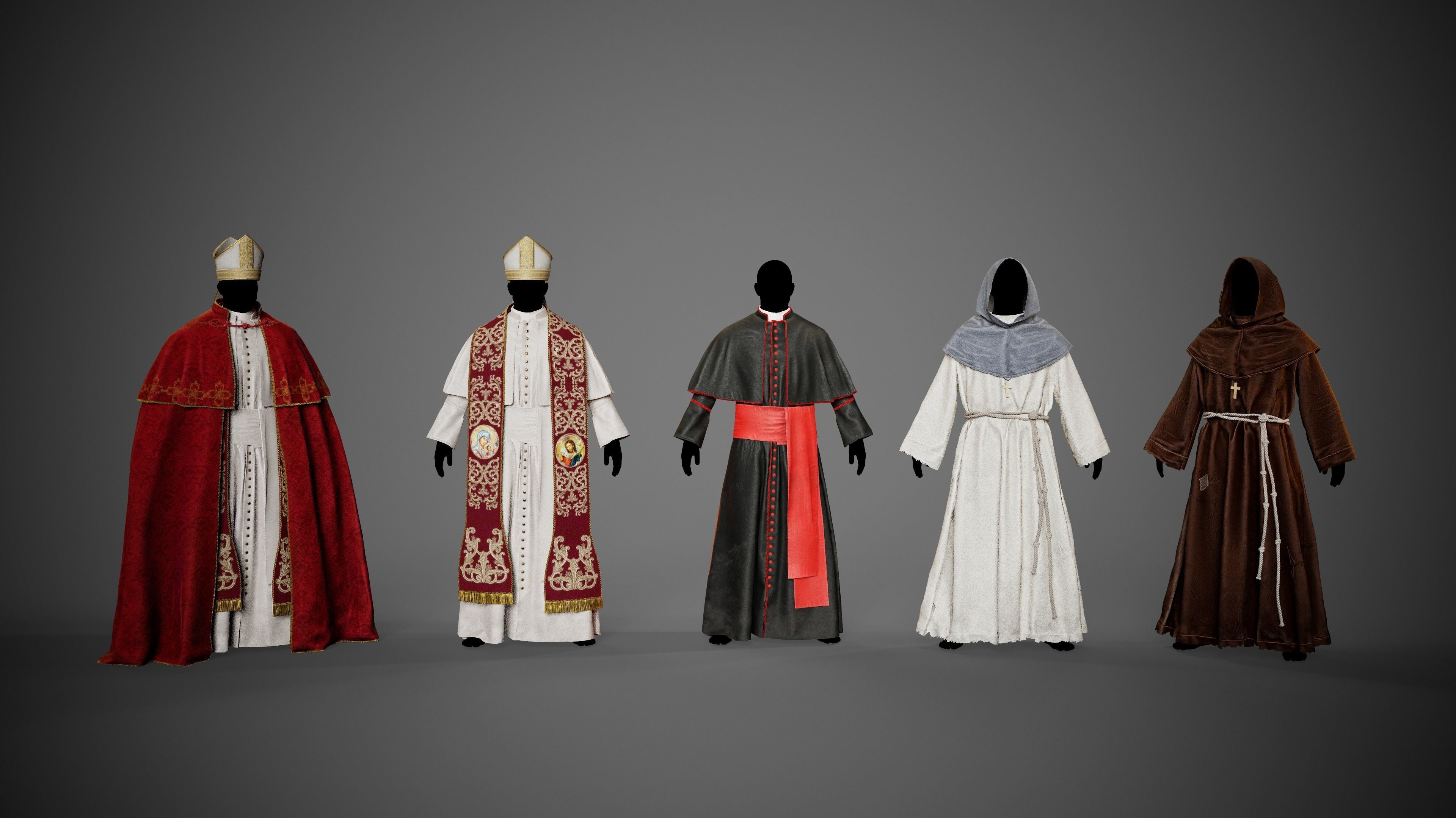 3D RELIGIOUS Outfits clothes for 3D Character  Low-poly 3D model_3