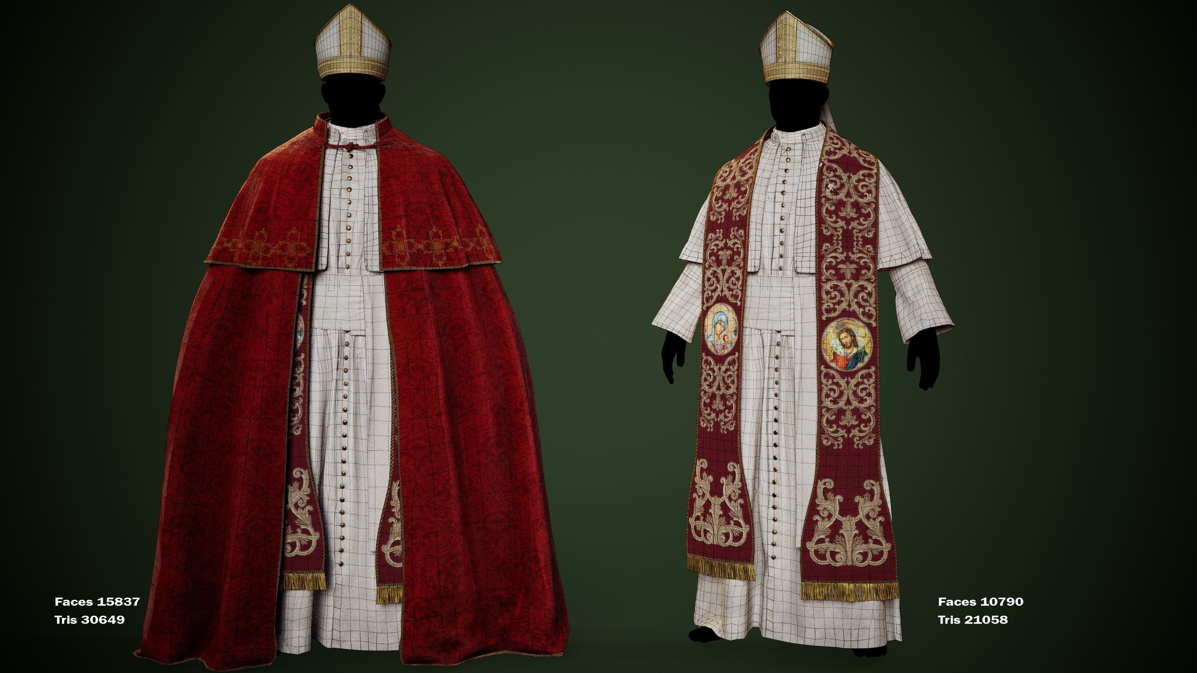 3D RELIGIOUS Outfits clothes for 3D Character  Low-poly 3D model_7