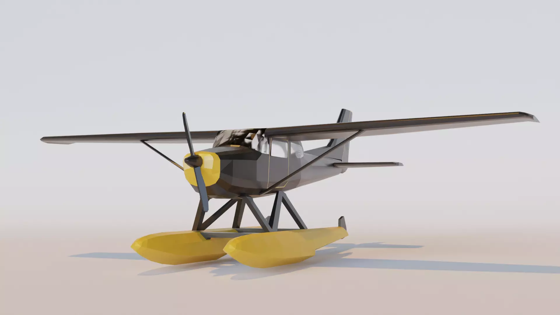 Low poly plane float Low-poly 3D model_0