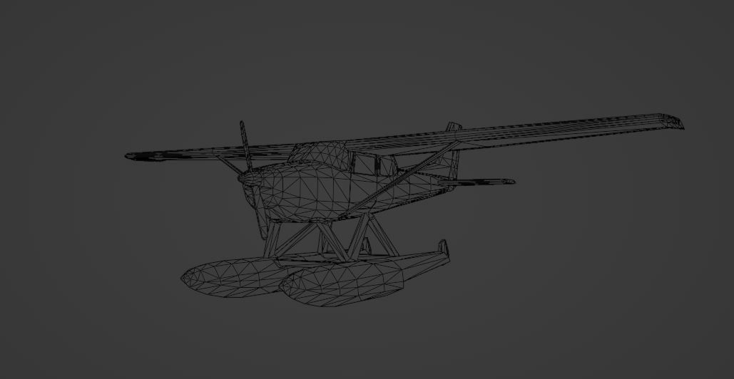 Low poly plane float Low-poly 3D model_6