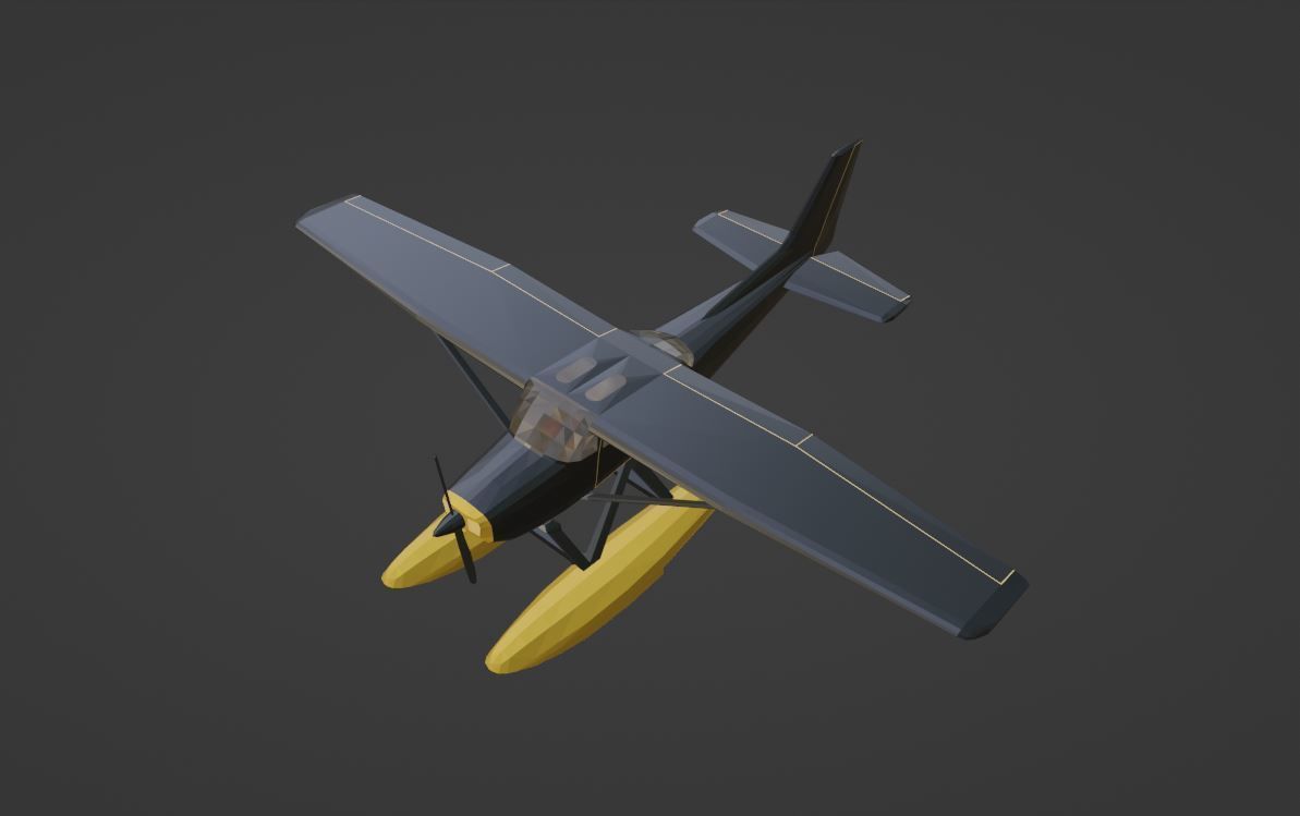 Low poly plane float Low-poly 3D model_1