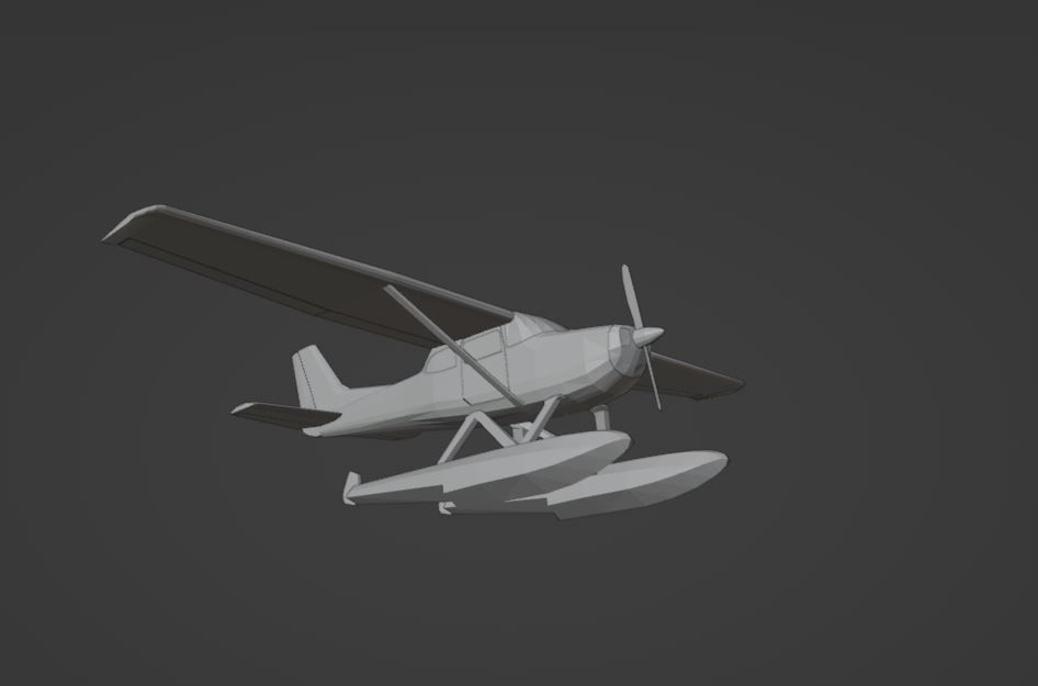 Low poly plane float Low-poly 3D model_4
