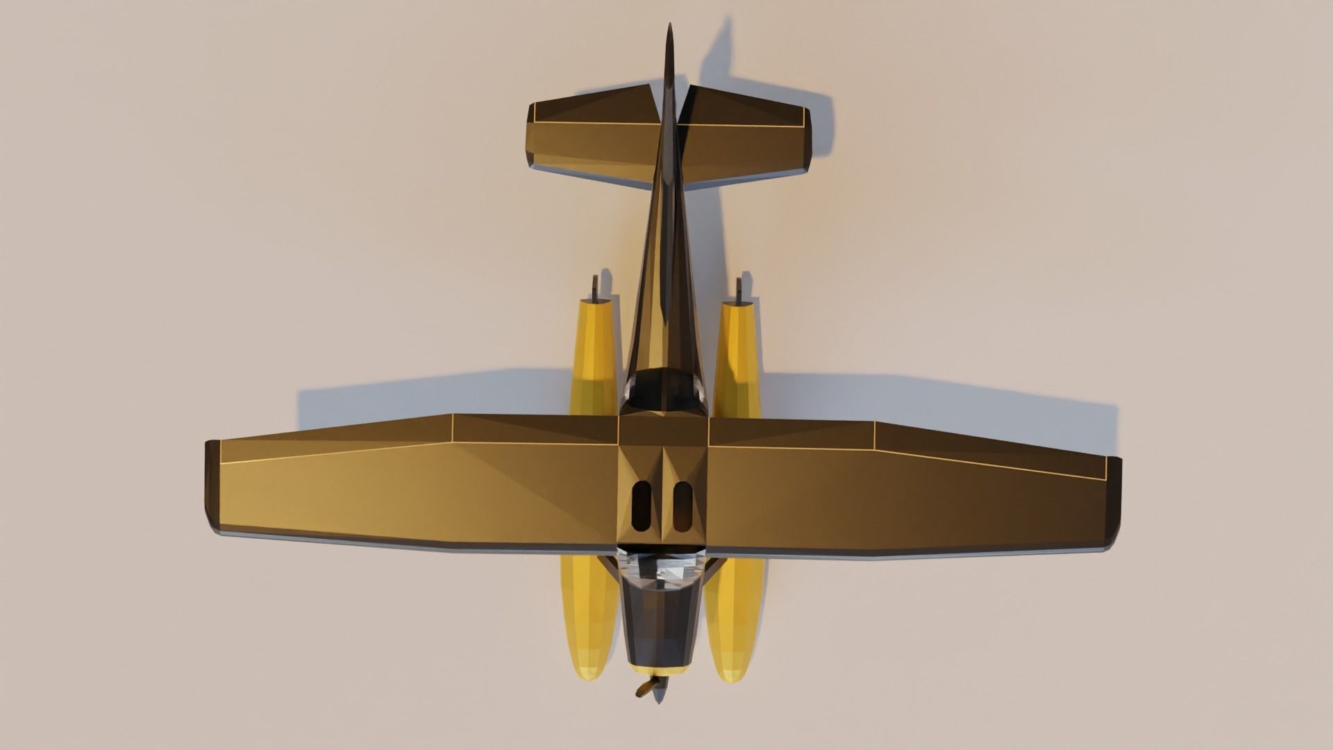 Low poly plane float Low-poly 3D model_3