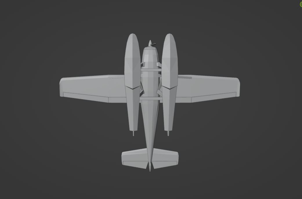 Low poly plane float Low-poly 3D model_5
