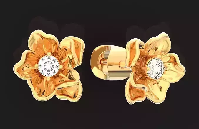  orchid earrings with diamonds 689  3D print model