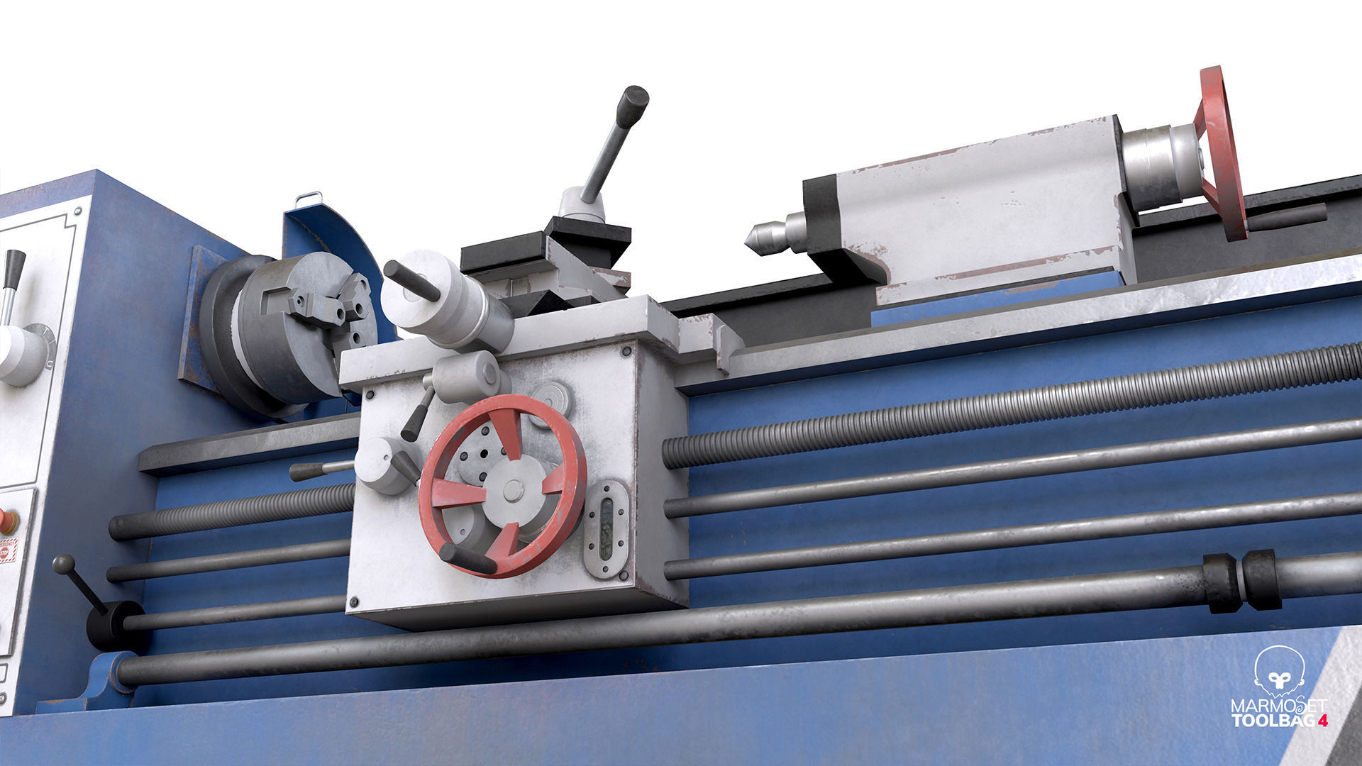 Turning lathe machine dirty Low-poly 3D model_17