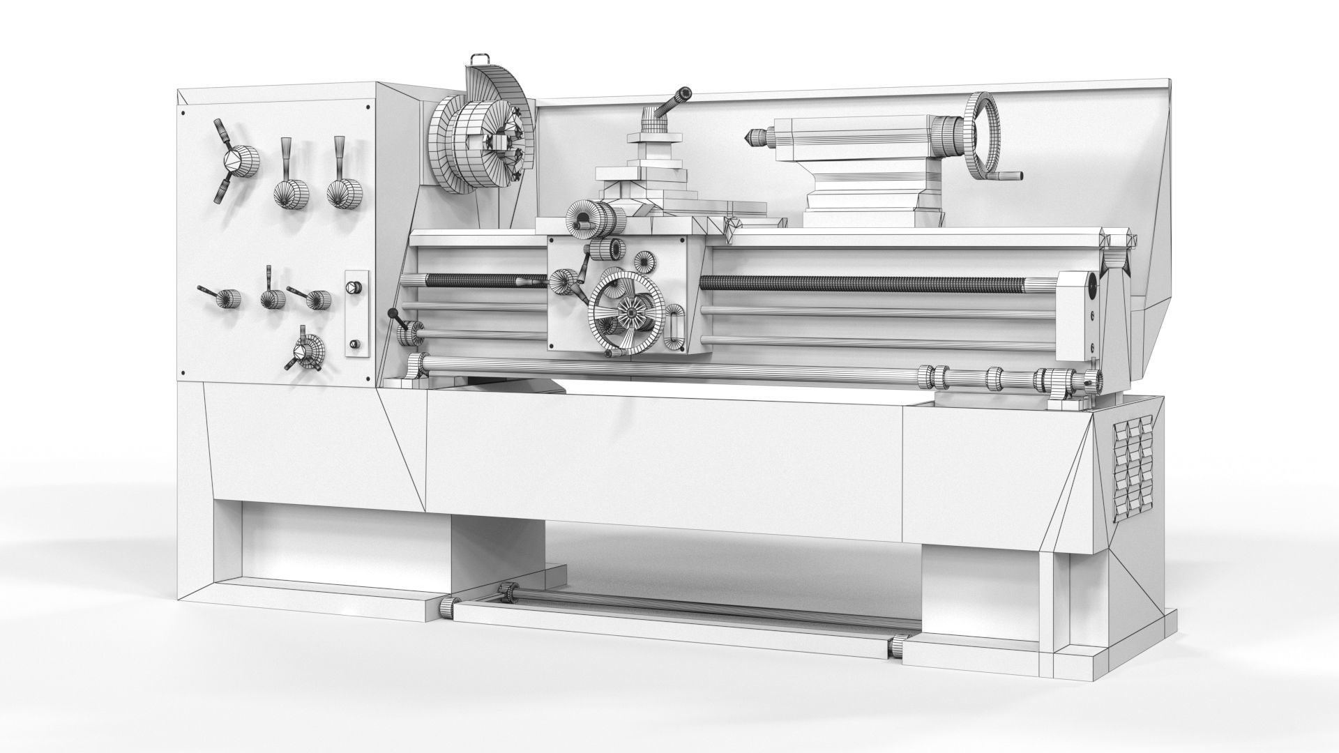 Turning lathe machine dirty Low-poly 3D model_28