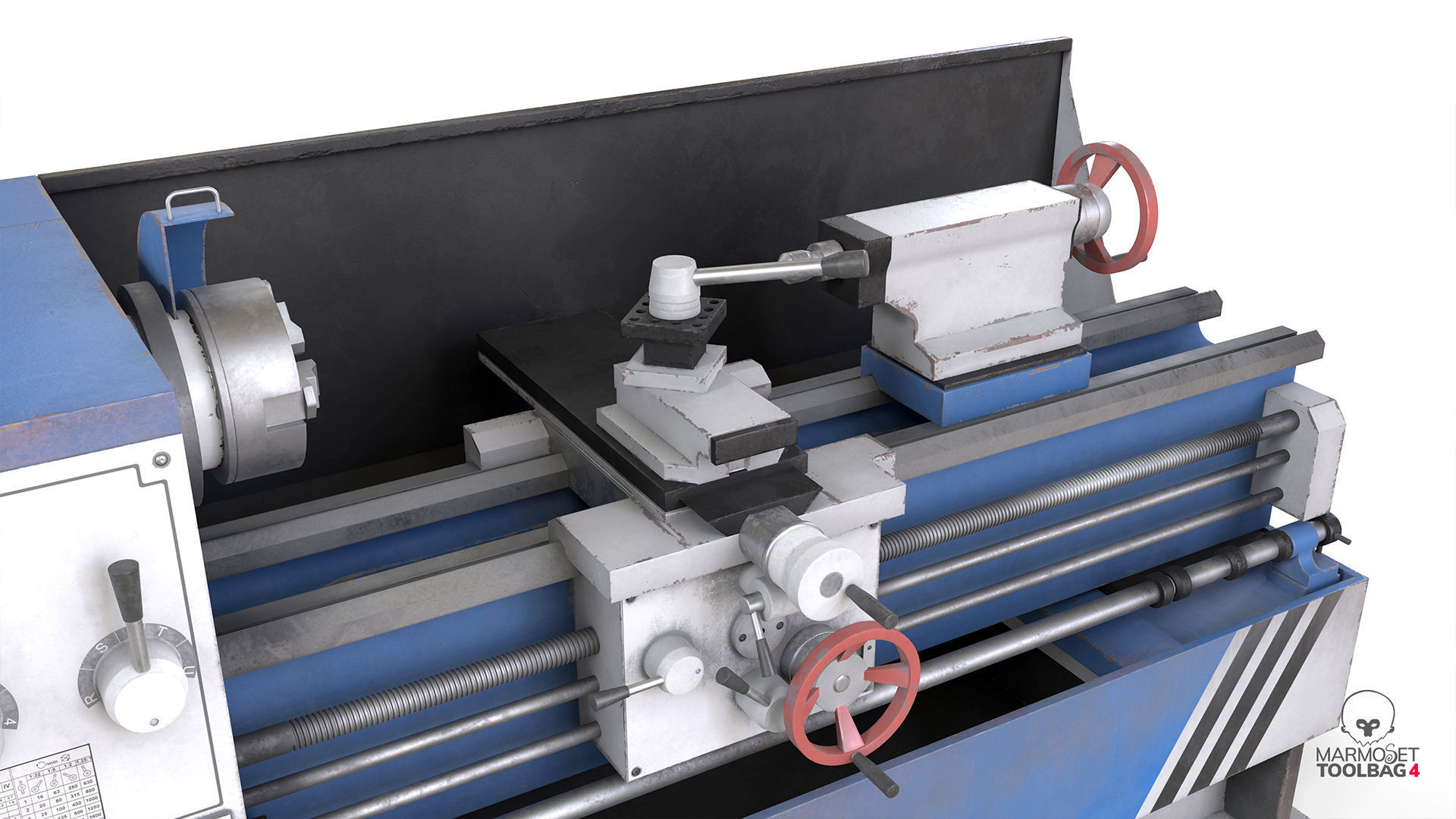 Turning lathe machine dirty Low-poly 3D model_16