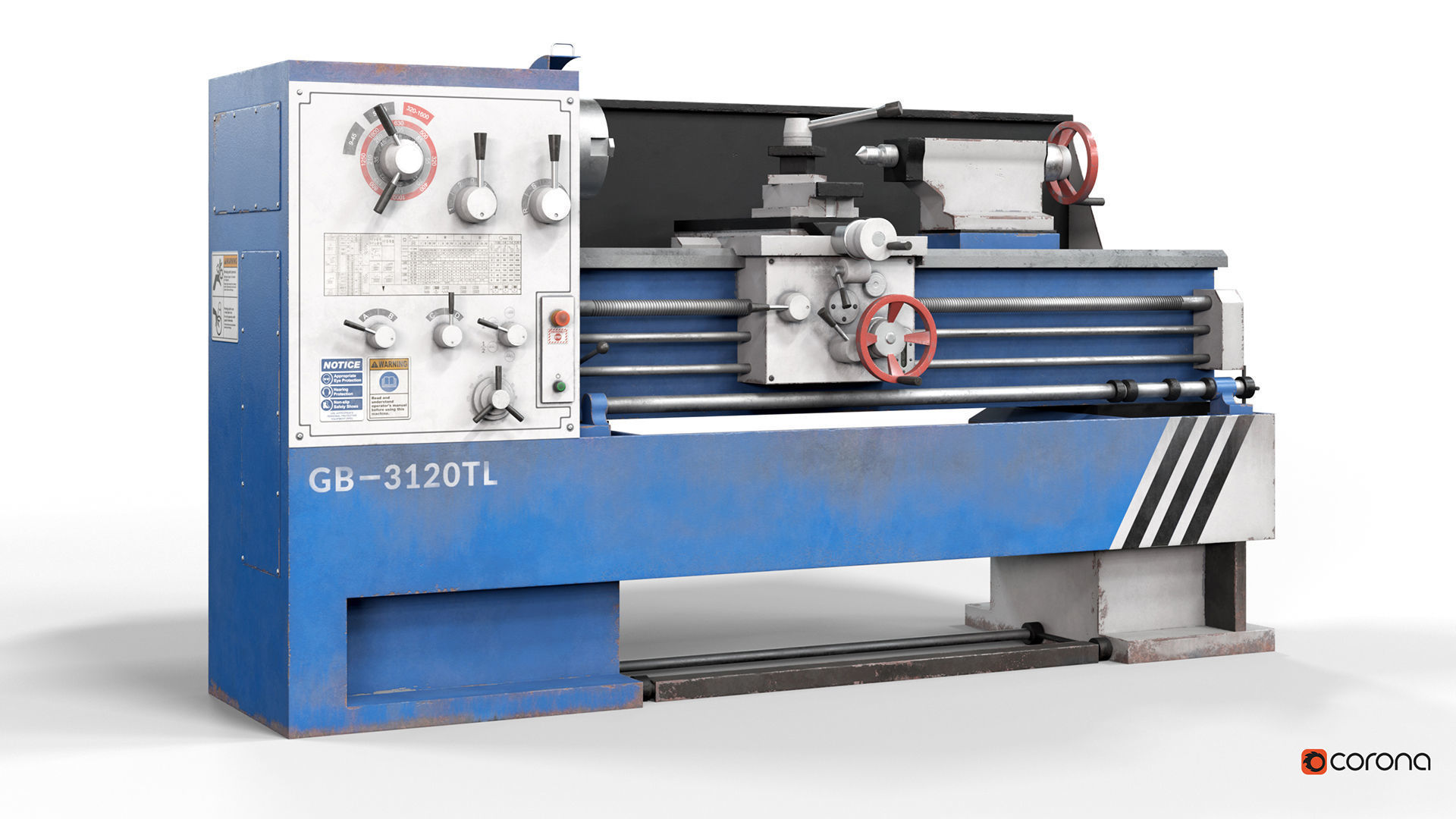 Turning lathe machine dirty Low-poly 3D model_23