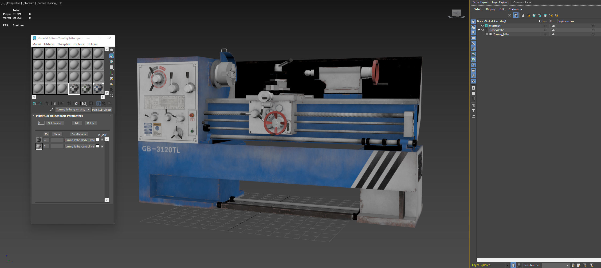 Turning lathe machine dirty Low-poly 3D model_31