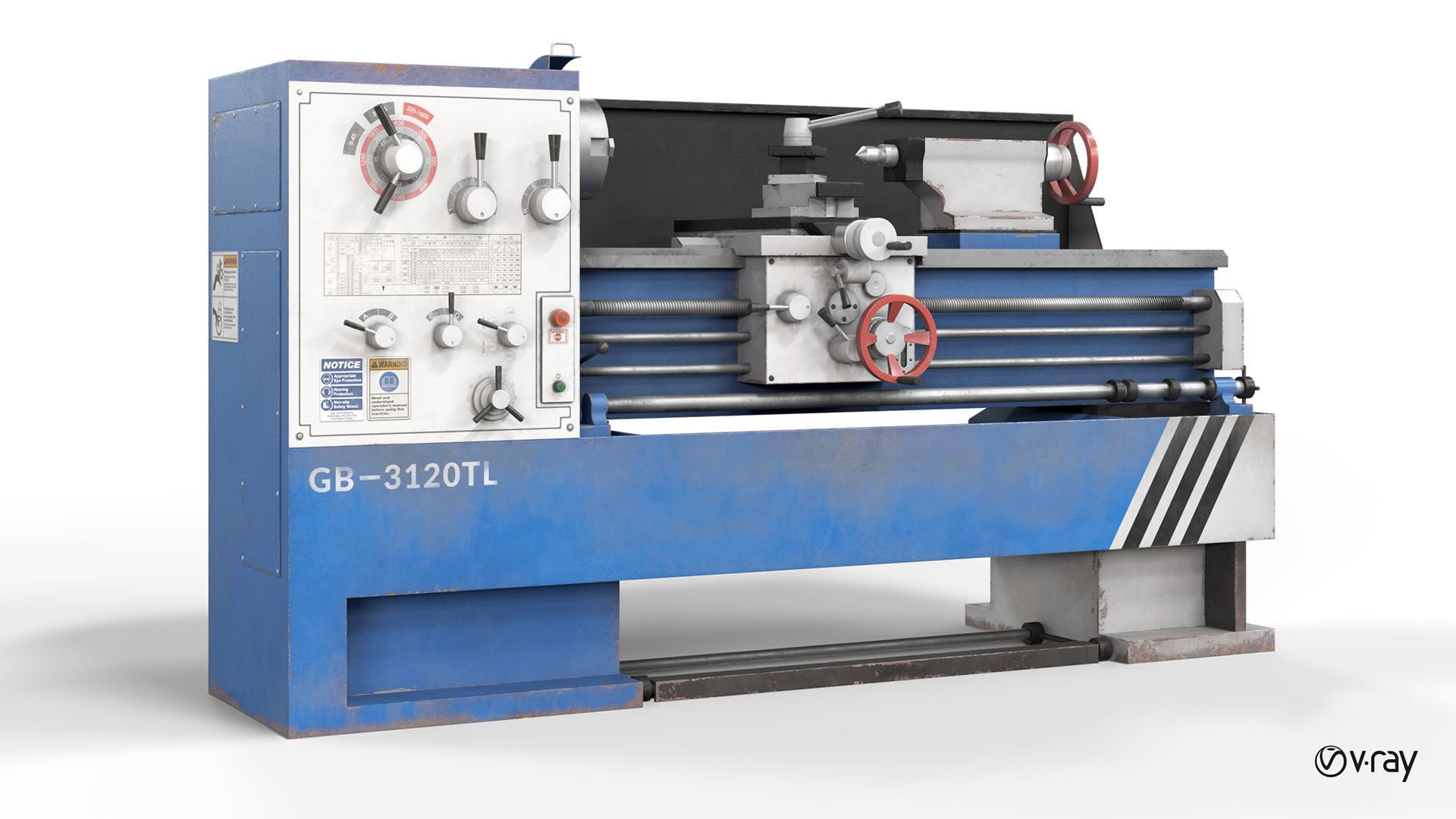 Turning lathe machine dirty Low-poly 3D model_25