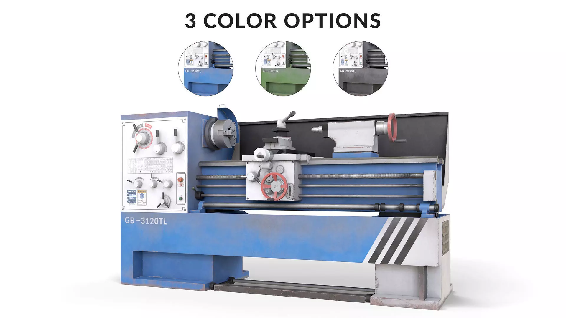 Turning lathe machine dirty Low-poly 3D model_0