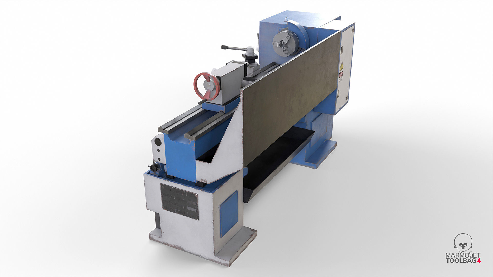 Turning lathe machine dirty Low-poly 3D model_21