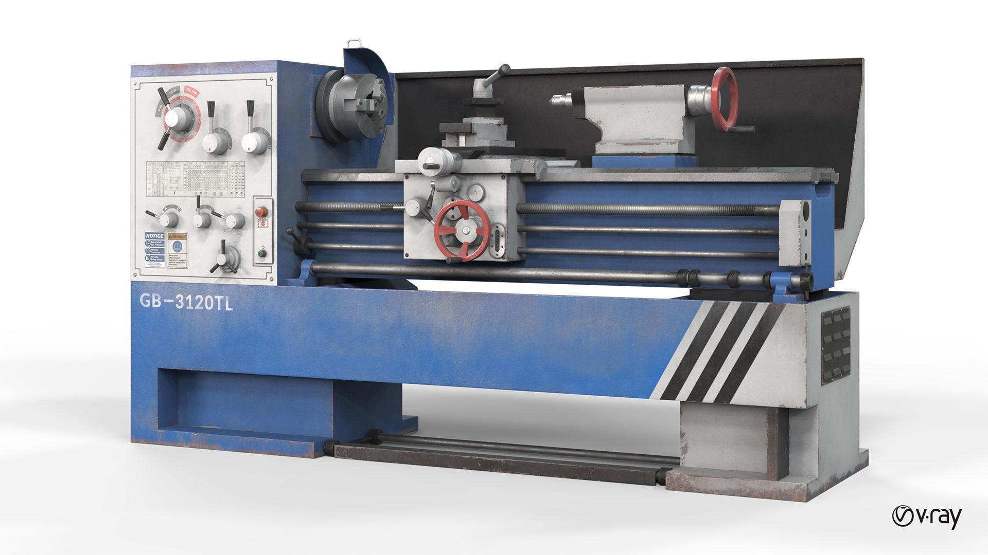 Turning lathe machine dirty Low-poly 3D model_26