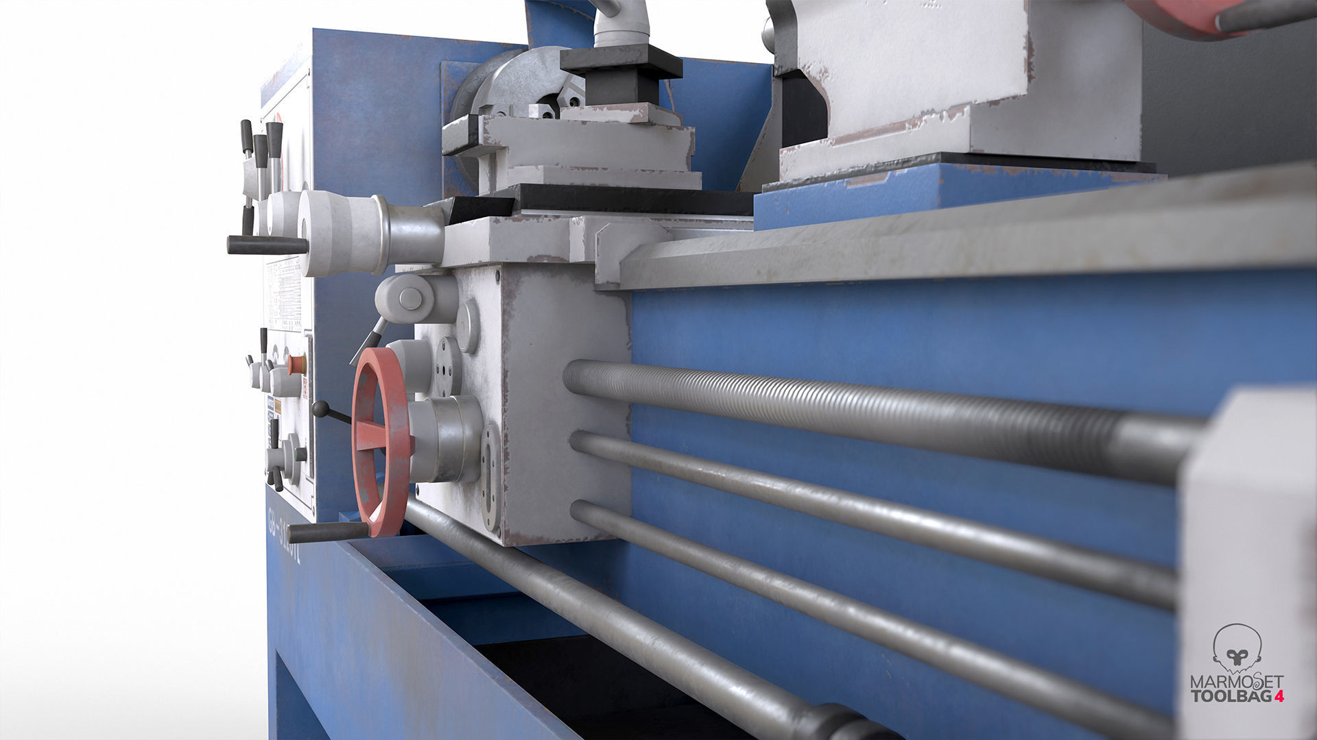 Turning lathe machine dirty Low-poly 3D model_18