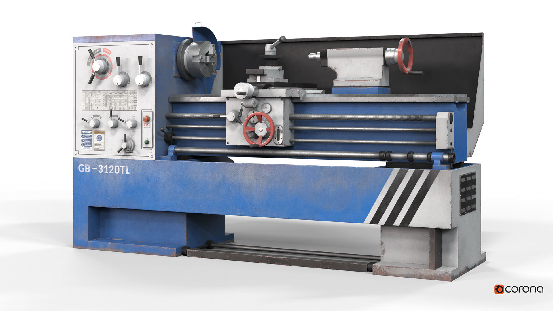 Turning lathe machine dirty Low-poly 3D model_24