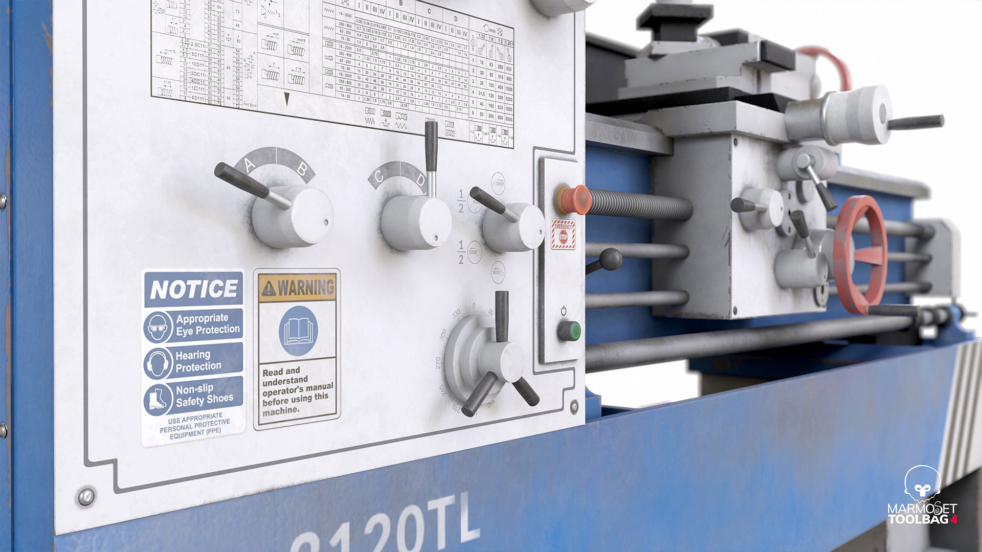 Turning lathe machine dirty Low-poly 3D model_19