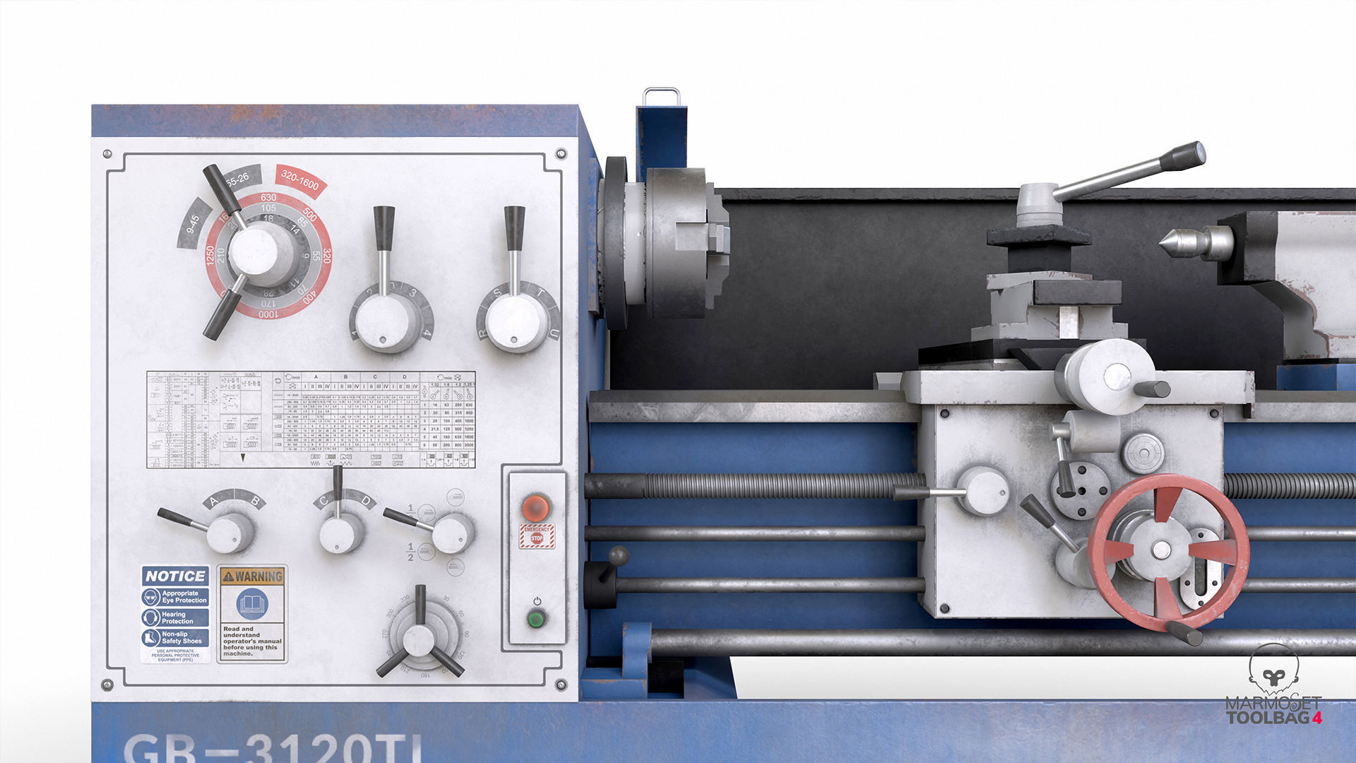 Turning lathe machine dirty Low-poly 3D model_20