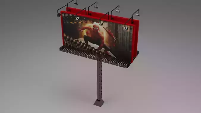 Billboard 3d model with advertisement Low-poly 3D model