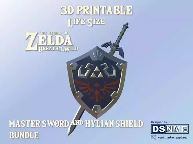 Zelda Breath of the Wild - Master Sword and Hylian Shield 3D Model Collection