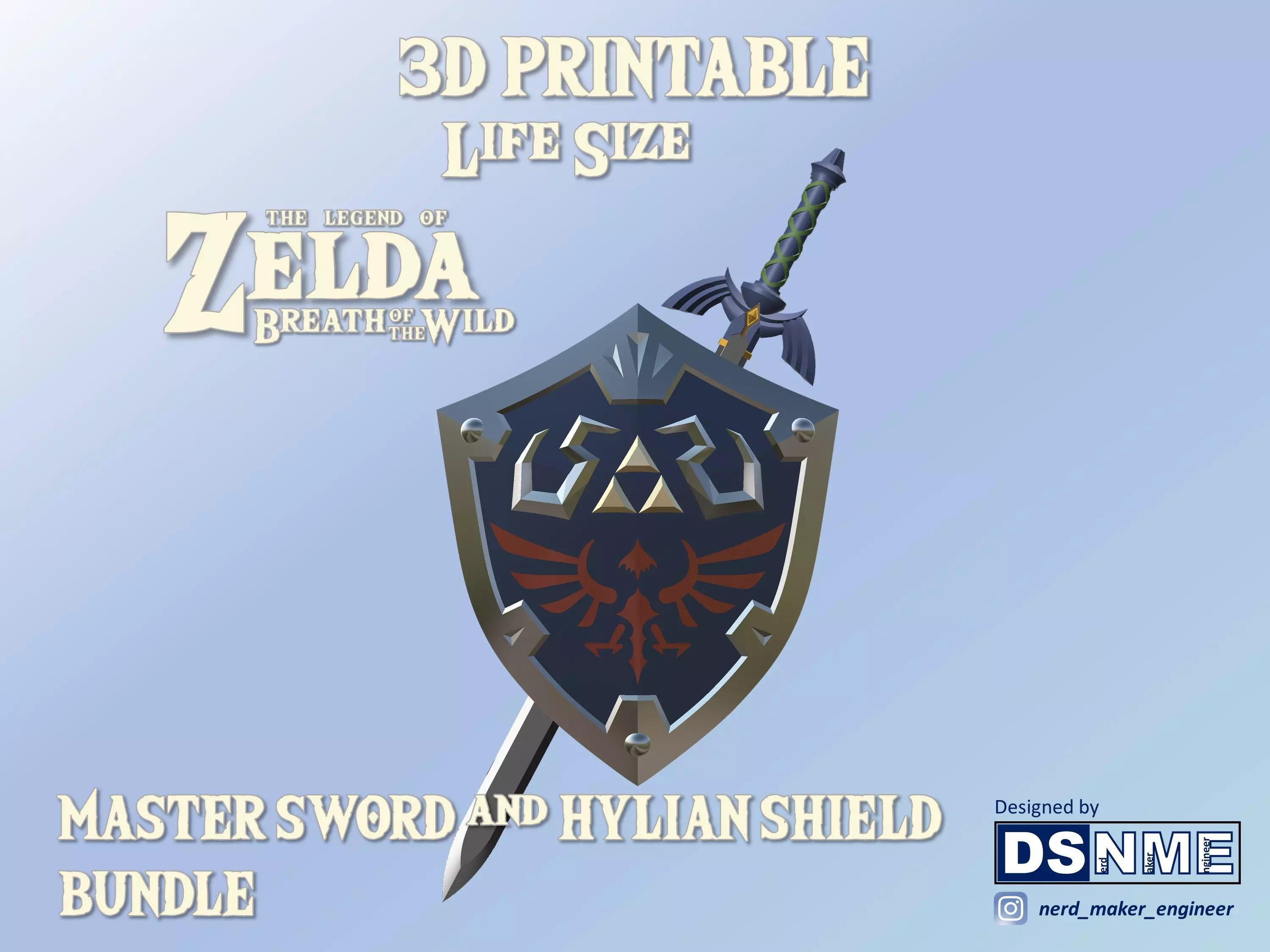 Zelda Breath of the Wild - Master Sword and Hylian Shield 3D Model Collection_0