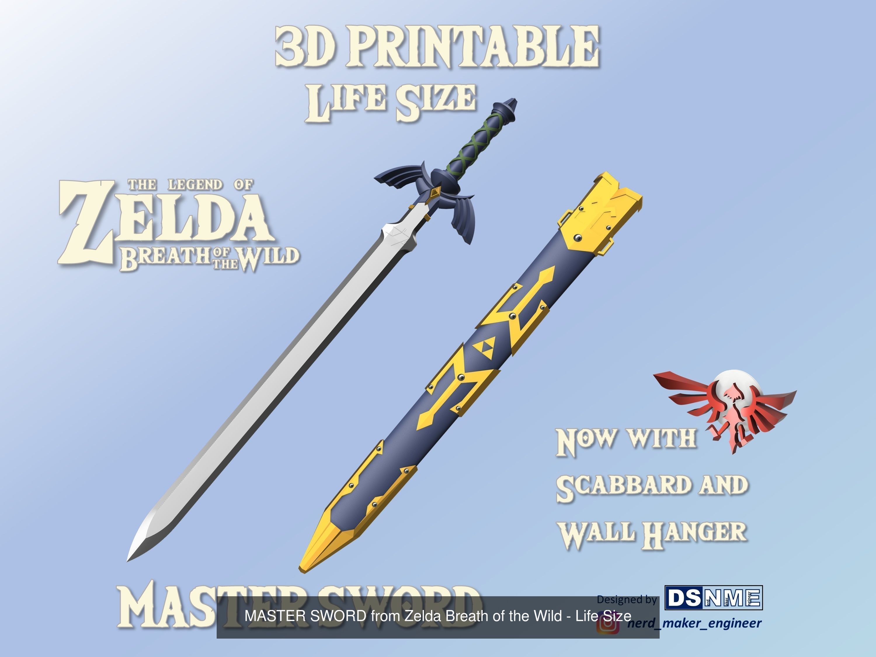 Zelda Breath of the Wild - Master Sword and Hylian Shield 3D Model Collection_3