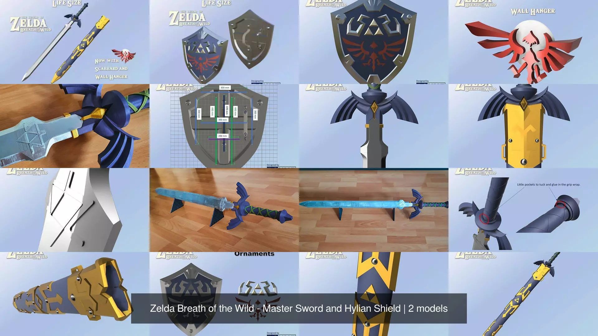 Zelda Breath of the Wild - Master Sword and Hylian Shield 3D Model Collection_2