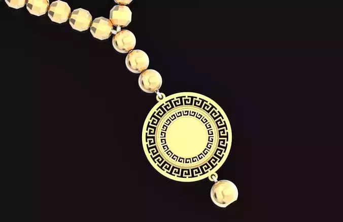 necklace with beads and pendant with Greek pattern 690