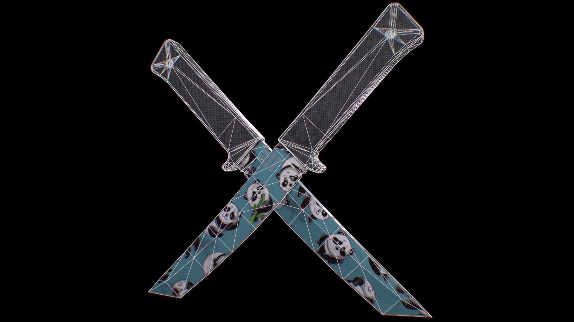 Cold Steel Recon Tanto Panda - Knife Low-poly 3D model_2