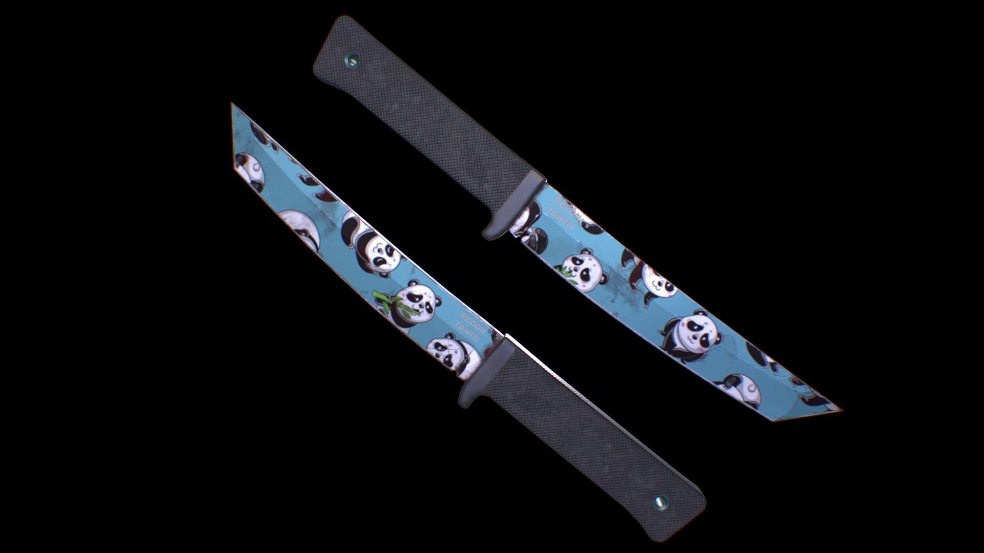 Cold Steel Recon Tanto Panda - Knife Low-poly 3D model_1