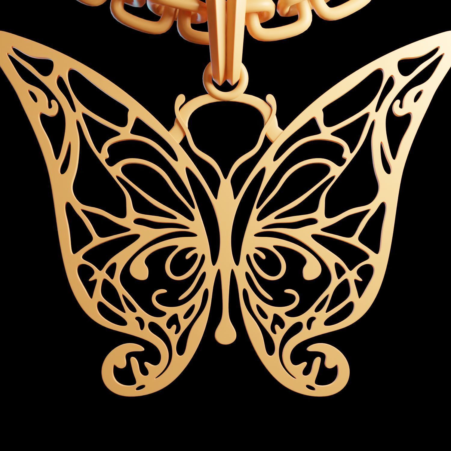 Butterfly Stylized Pendant Amulet Necklace Design 3D print model_7