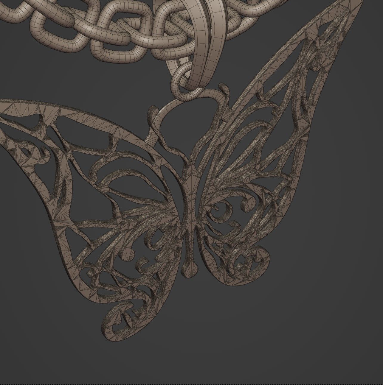 Butterfly Stylized Pendant Amulet Necklace Design 3D print model_18