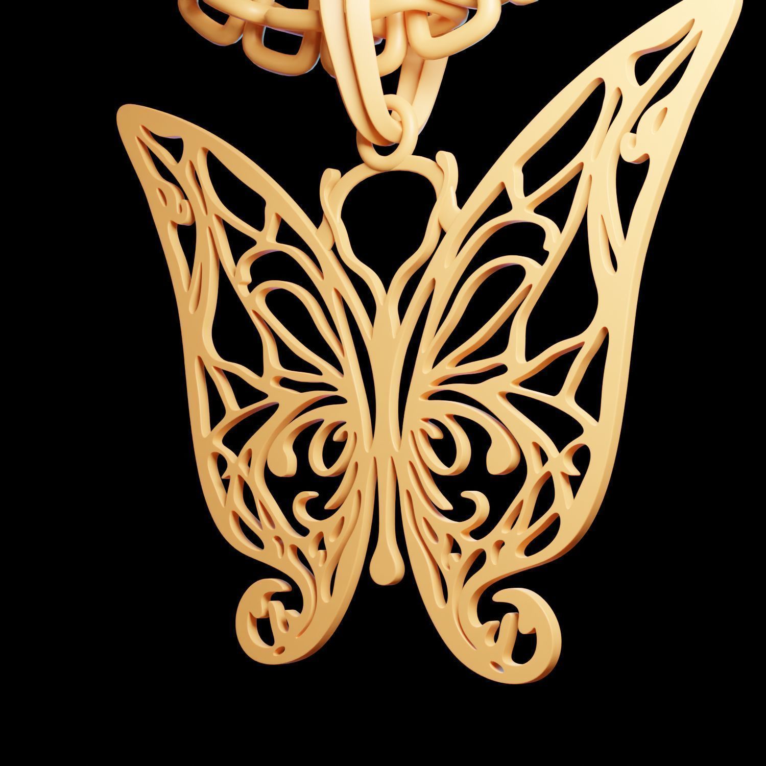 Butterfly Stylized Pendant Amulet Necklace Design 3D print model_8