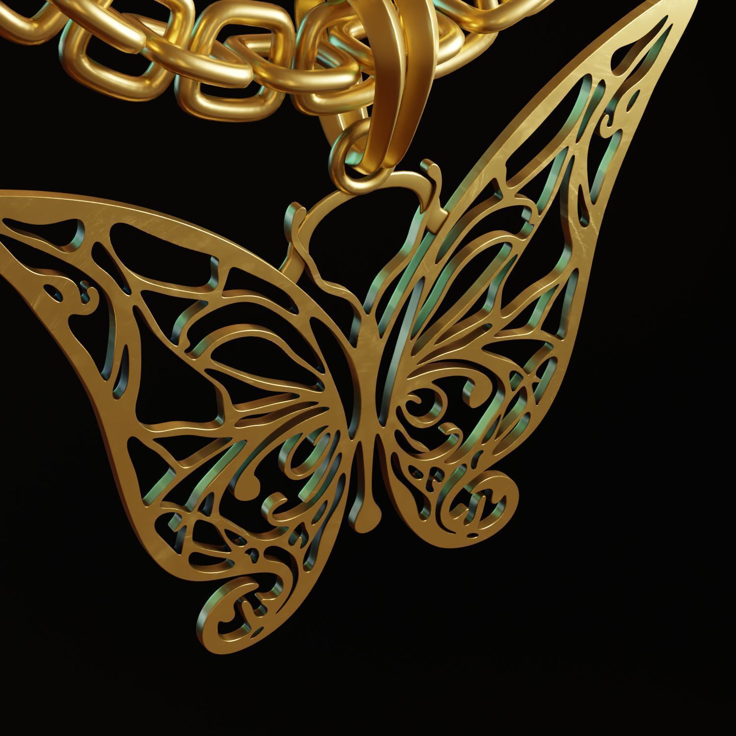Butterfly Stylized Pendant Amulet Necklace Design 3D print model_6