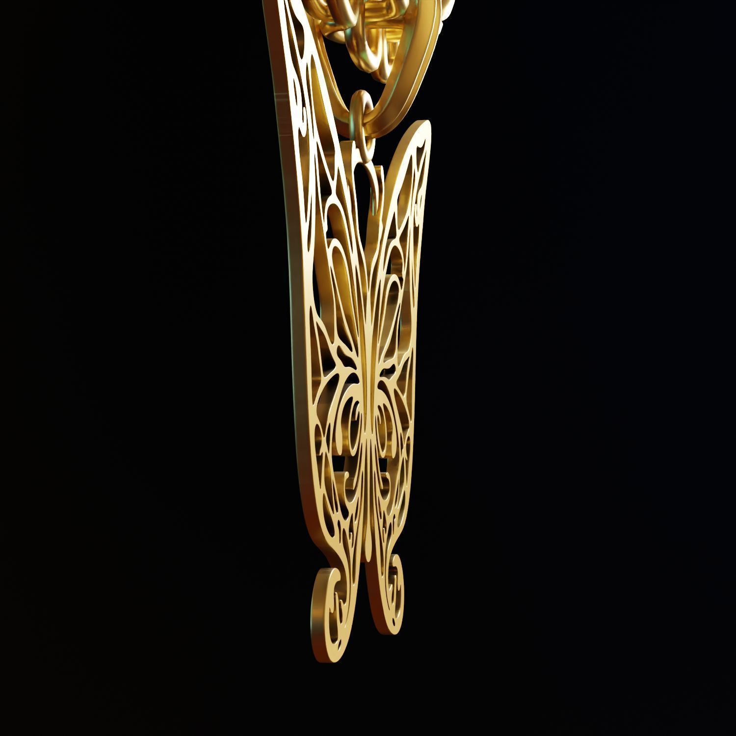 Butterfly Stylized Pendant Amulet Necklace Design 3D print model_4