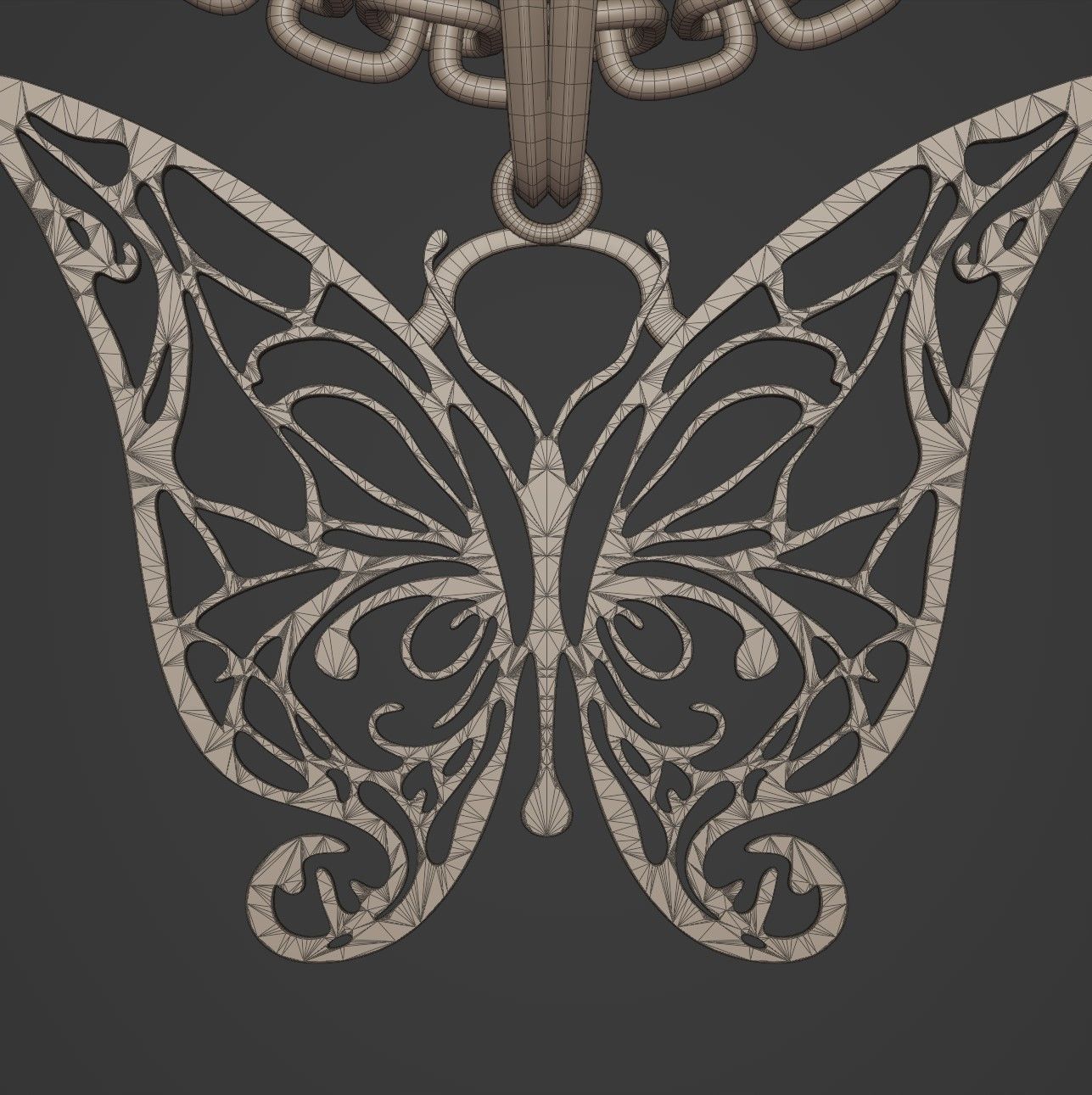 Butterfly Stylized Pendant Amulet Necklace Design 3D print model_13