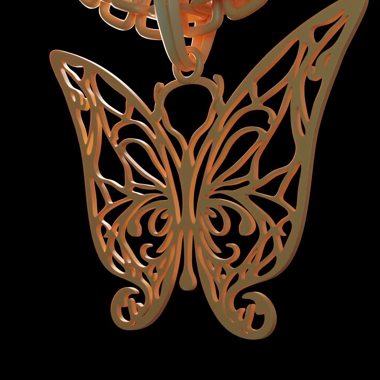 Butterfly Stylized Pendant Amulet Necklace Design 3D print model_11