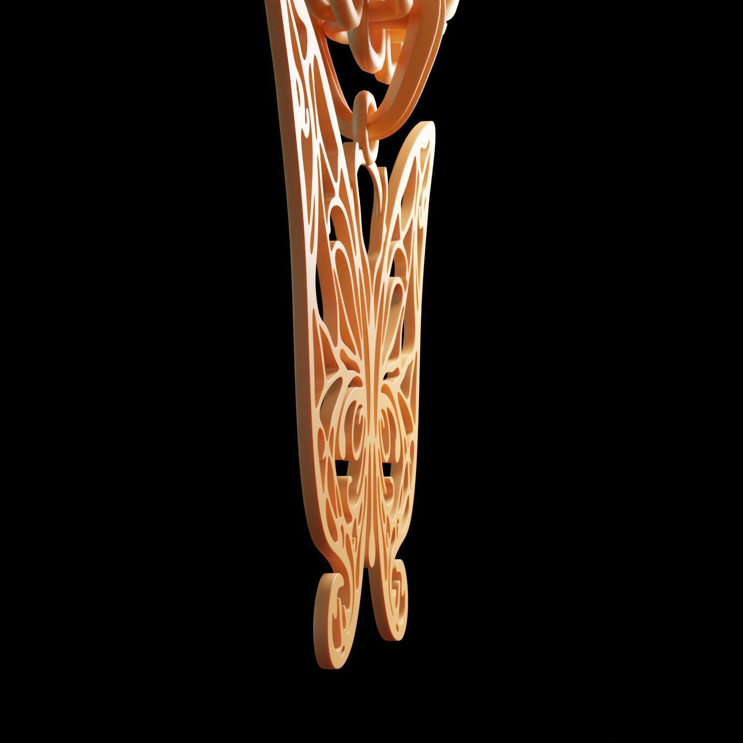 Butterfly Stylized Pendant Amulet Necklace Design 3D print model_10