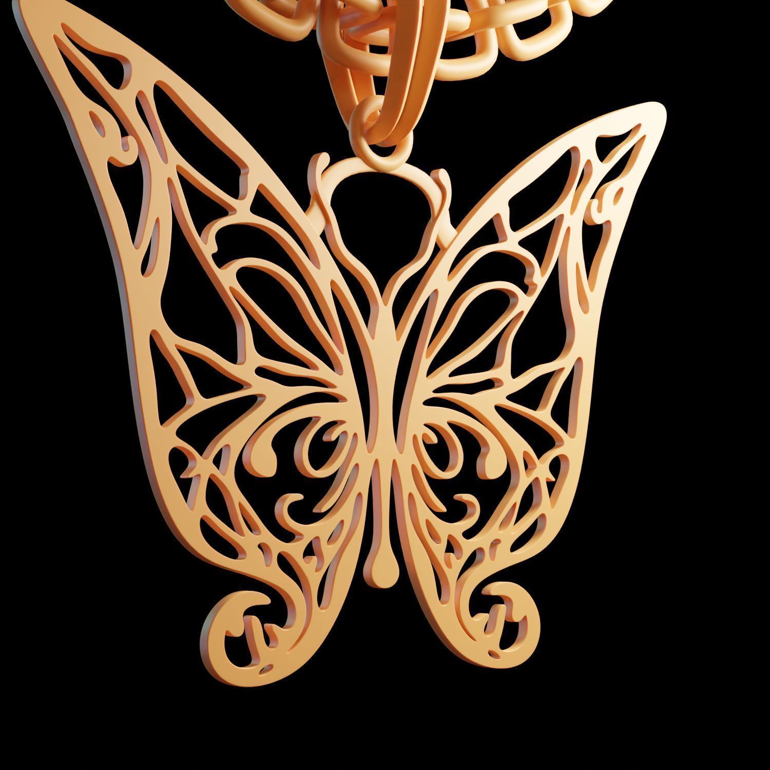 Butterfly Stylized Pendant Amulet Necklace Design 3D print model_9