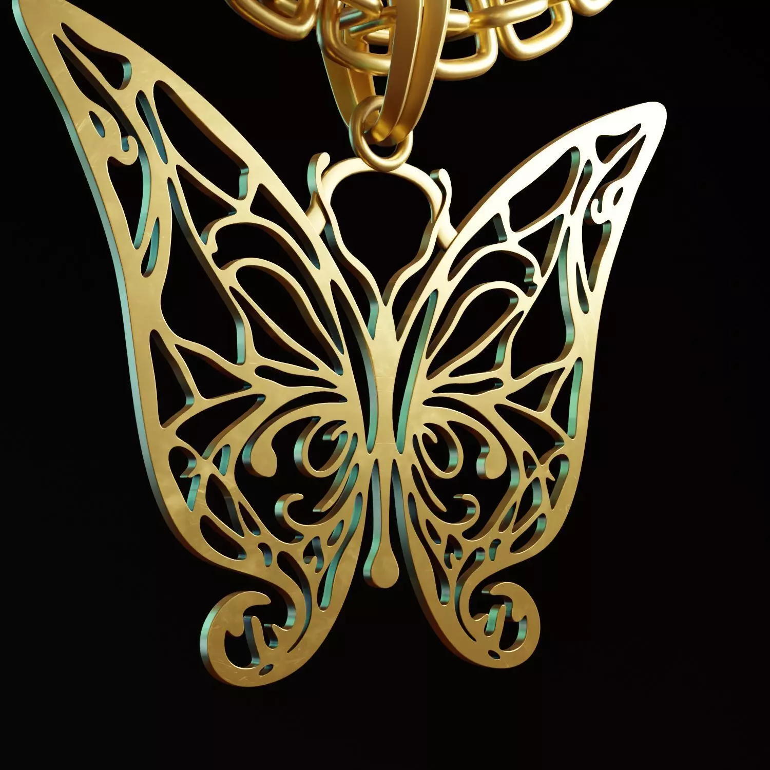 Butterfly Stylized Pendant Amulet Necklace Design 3D print model_0