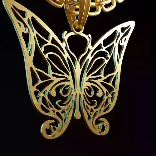 Butterfly Stylized Pendant Amulet Necklace Design 3D print model