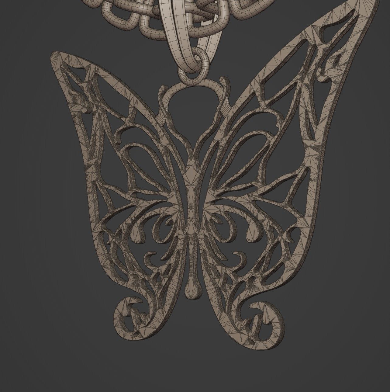 Butterfly Stylized Pendant Amulet Necklace Design 3D print model_17