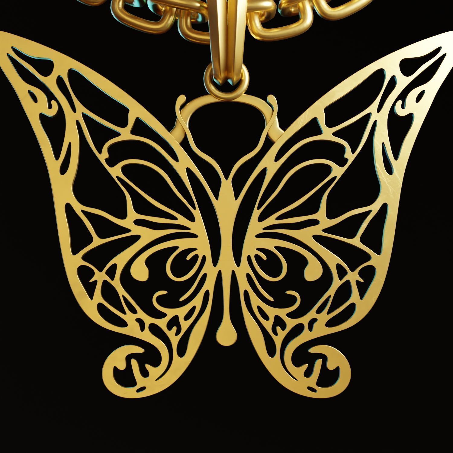 Butterfly Stylized Pendant Amulet Necklace Design 3D print model_1