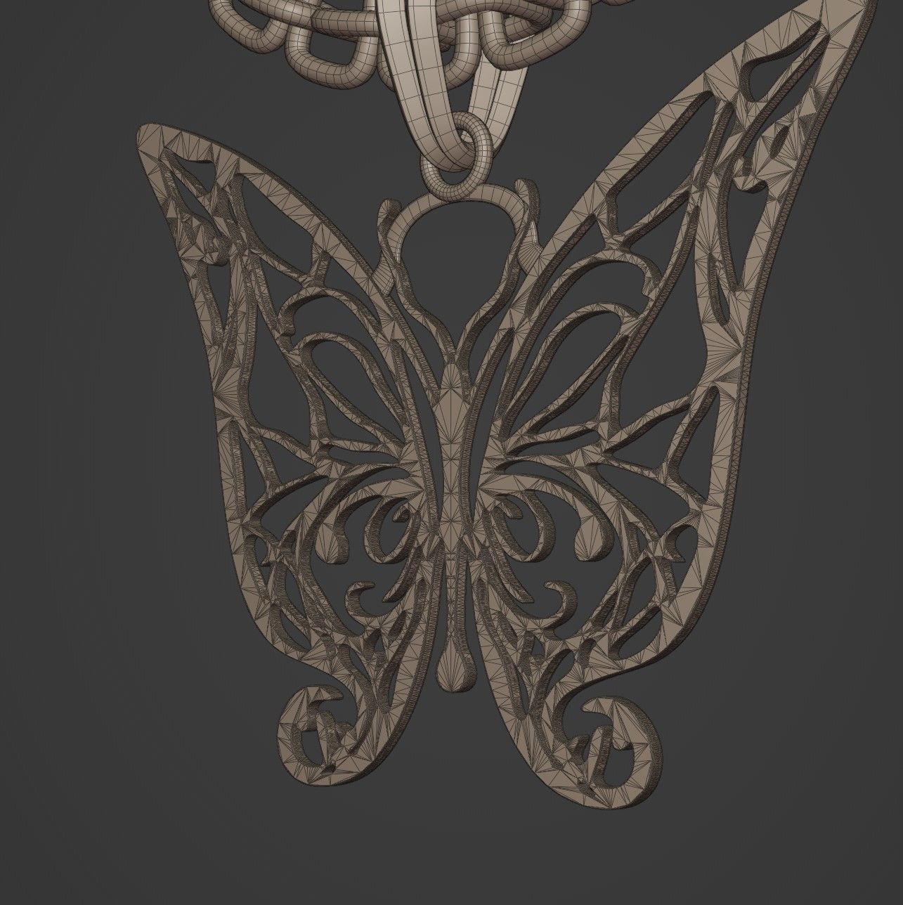 Butterfly Stylized Pendant Amulet Necklace Design 3D print model_14